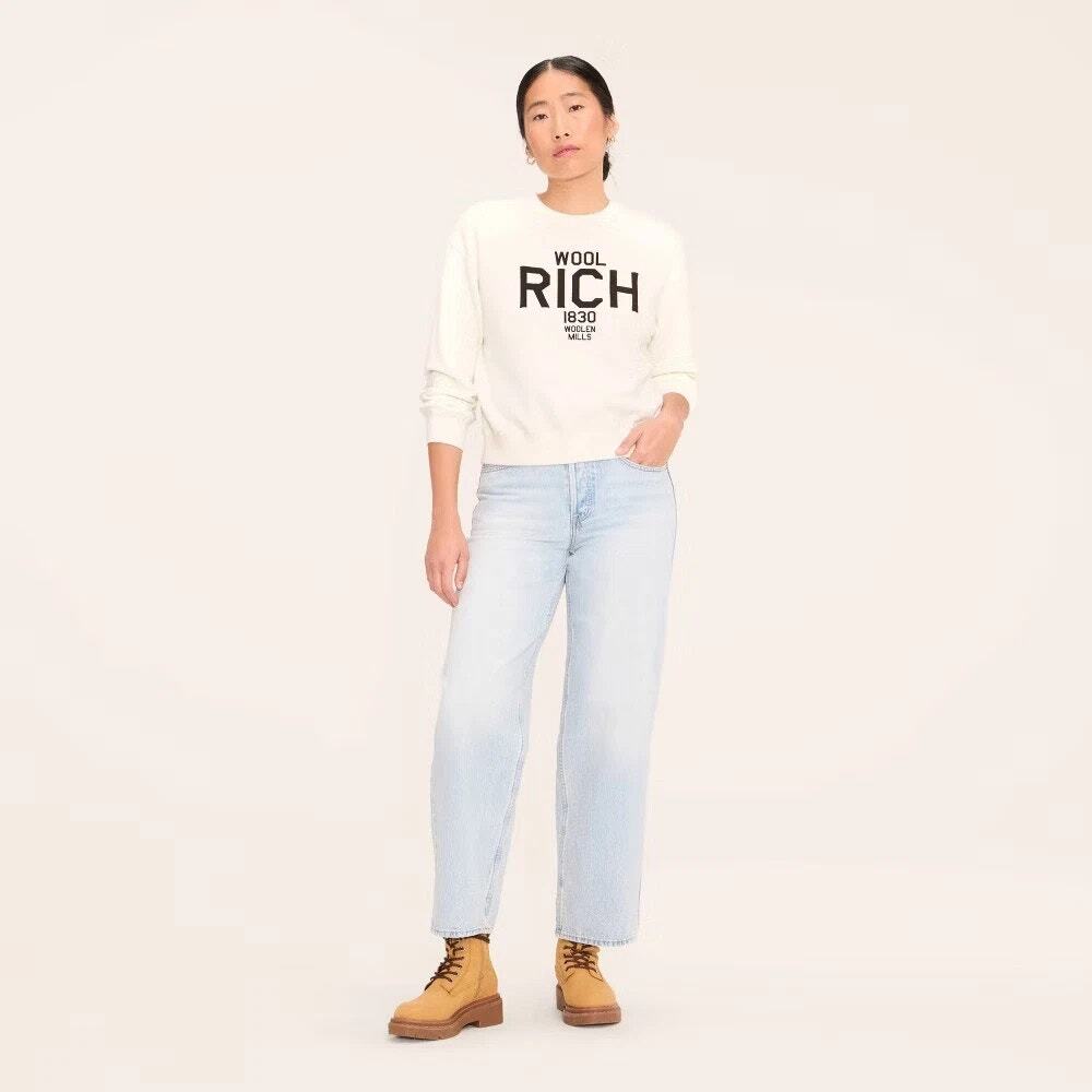 Small NEW Woolrich x Target Pullover Sweatshirt Off-White Outdoorsy RICH